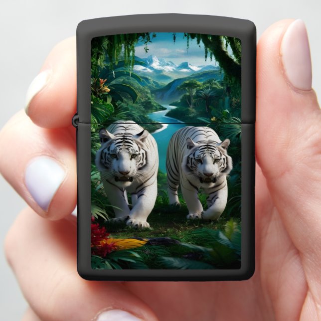 White Tigers Strolling Through The Jungle (In Hand)