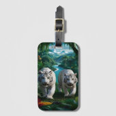 White Tigers Strolling Through The Jungle Bagagelabel (Voorkant (verticaal))