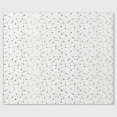 White Tiny Golden Stars Wrapping Paper Cadeaupapier (Vlak)