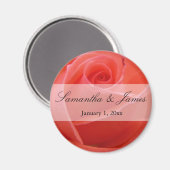 White Tipped roze Rose Personal Wedding Magneet (Voorkant / Achterkant)