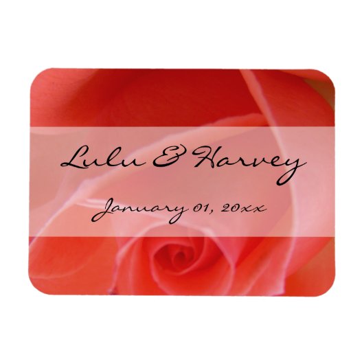 White Tipped roze Rose Personal Wedding Magneet (Horizontaal)