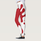 White & Tomato Red Splash Leggings – Customizable (Gauche)