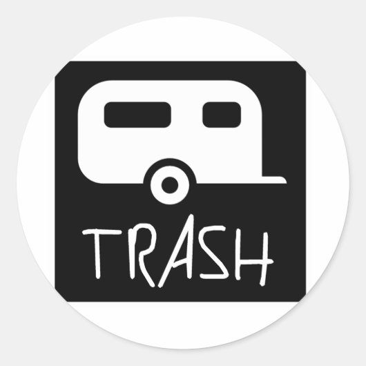 White Trailer Park Trash Poor Dumb Rednek Ronde Sticker (Voorkant)