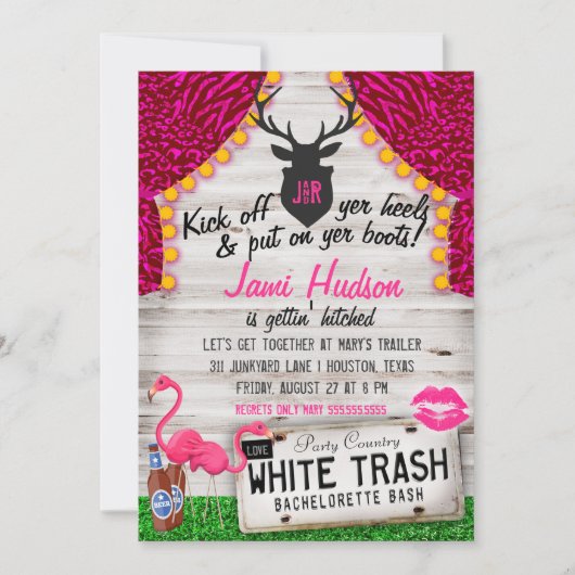 White Trash Bachelorette Bash Kaart (Voorkant)