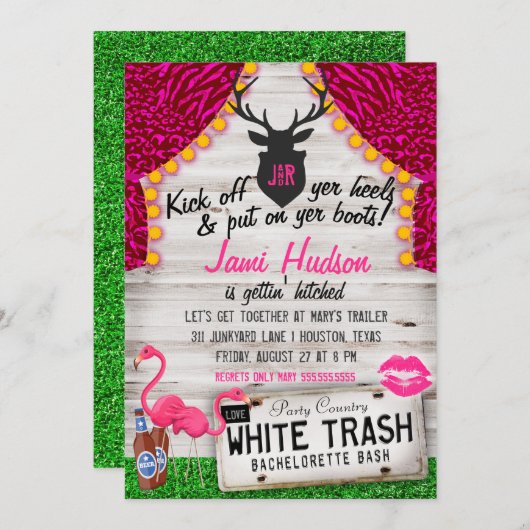White Trash Bachelorette Bash Kaart (Voorkant / Achterkant)