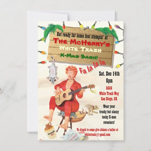 White Trash Kerstmis Bash Uitnodigingen (Voorkant)