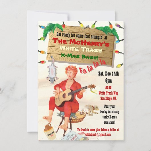 White Trash Kerstmis Bash Uitnodigingen (Voorkant)