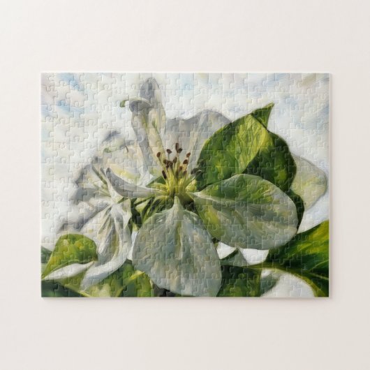 White Tree Blossom Flower Art Puzzel Legpuzzel (Horizontaal)