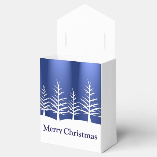 White Tree Silhouettes Elegant Kerstmis Bedankdoosjes (Geopend)