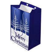 White Tree Silhouettes kerst Medium Cadeauzakje (Voorkant Gekanteld)