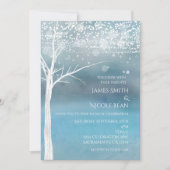 White Tree Winter Blue Élégant Mariage Invitation (Devant)