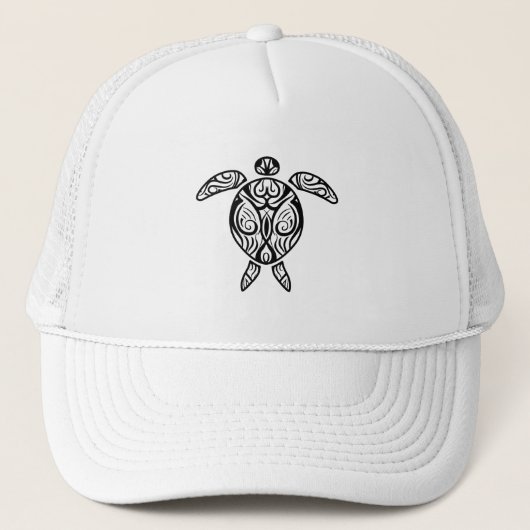 White Tribal Hawaiian Tattoo Boho Zee Turtle Trucker Pet (Voorkant)