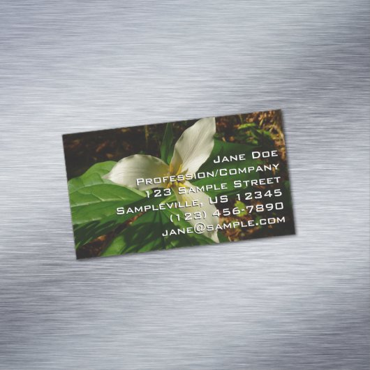 White Trillium Flower Spring Wilde Magnetisch Visitekaartje (Voorbeeld)