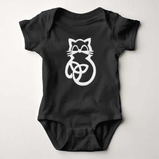 White Trinity Knot Celtic Cat Baby One Piece Romper (Voorkant)