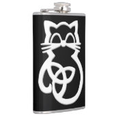 White Trinity Knot Celtic Cat Flask Heupfles (Rechts)