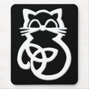 White Trinity Knot Celtic Cat Mousepad Muismat