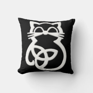 White Trinity Knot Celtic Cat Sierkussen