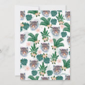 White Tropical Floral Foliage and Leopard Faces Kaart (Achterkant)