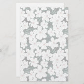 White Tropical Flowers Pattern Briefpapier (Voorkant / Achterkant)