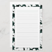White Tropical Flowers Pattern Briefpapier (Voorkant / Achterkant)