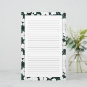 White Tropical Flowers Pattern Briefpapier (Staand voorkant)