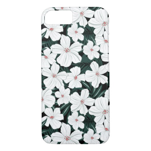 White Tropical Flowers Pattern Case-Mate iPhone Case (Achterkant)