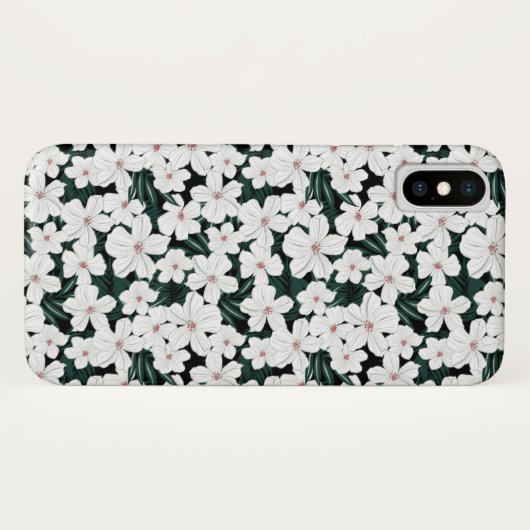 White Tropical Flowers Pattern Case-Mate iPhone Case (Achterkant (horizontaal))