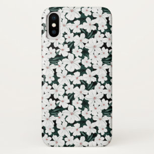 White Tropical Flowers Pattern iPhone X Hoesje