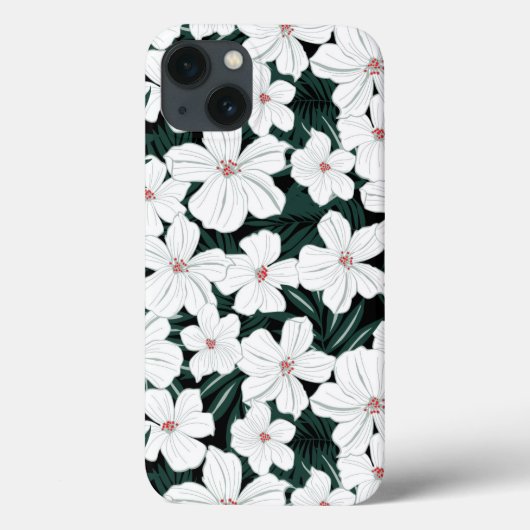 White Tropical Flowers Pattern Case-Mate iPhone Case (Achterkant)