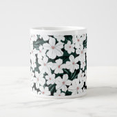 White Tropical Flowers Pattern Extra Grote Mok (Voorkant)