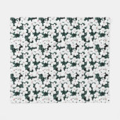White Tropical Flowers Pattern Fleece Deken (Voorkant (Horizontaal))