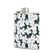 White Tropical Flowers Pattern Heupfles (Links)