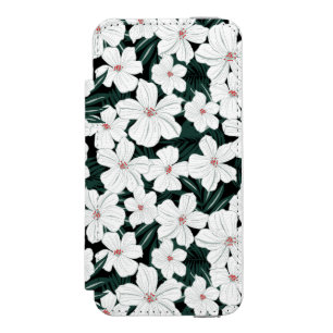 White Tropical Flowers Pattern