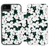 White Tropical Flowers Pattern Incipio iPhone Portemonnee Hoesje (Agenda Open)