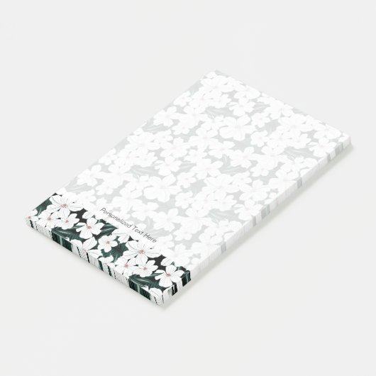 White Tropical Flowers Pattern Post-it® Notes (Schuin)