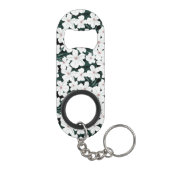 White Tropical Flowers Pattern Sleutelhanger Flessenopener (Achterkant)