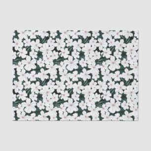White Tropical Flowers Pattern Tissuepapier