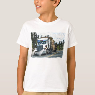 White Truck met Hay Bales voor truckers T-shirt