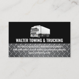 White Trucking Logo Stalen Afwerking Logistiek Visitekaartje