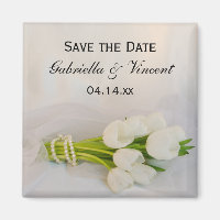 White Tulip Bouquet Spring Wedding Save the Date