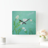 White Tulip Clock Vierkante Klok (Huis)