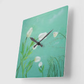 White Tulip Clock Vierkante Klok (Hoek)
