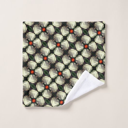 White Tulip Flower Abstract Pattern Bad Handdoek (Wasdoekje)
