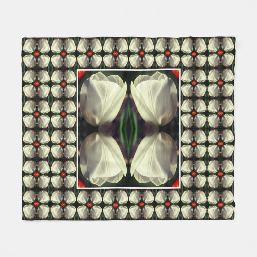 White Tulip Flower Abstract Pattern Fleece Deken (Voorkant (Horizontaal))