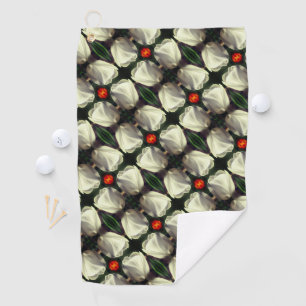 White Tulip Flower Abstract Pattern Golfhanddoek