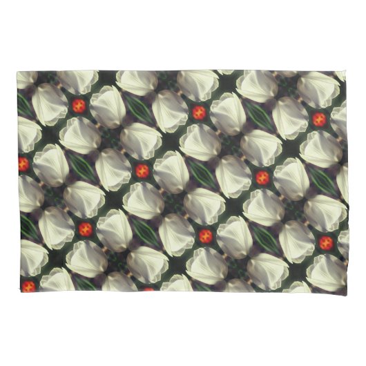 White Tulip Flower Abstract Pattern Kussensloop (Voorkant)