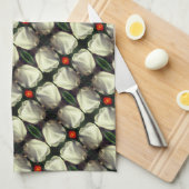 White Tulip Flower Abstract Pattern Theedoek (Quarter Fold)