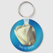White Tulip Flower Personalized Sleutelhanger (Voorkant)