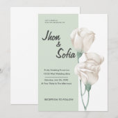 White Tulip Flowers Wedding Invitation Kaart (Voorkant / Achterkant)