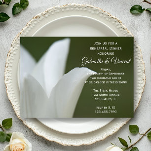 White Tulip Green Spring Wedding Rehearsal Dinner Kaart